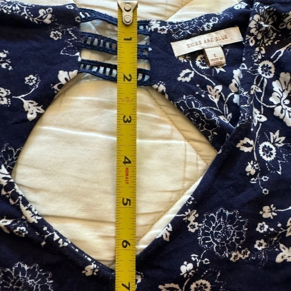 Anthropologie Skies Are Blue Floral Knit Summer Dress V Neck Back Opening Large